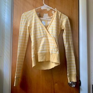 vintage abercrombie and fitch v neck striped hoodie